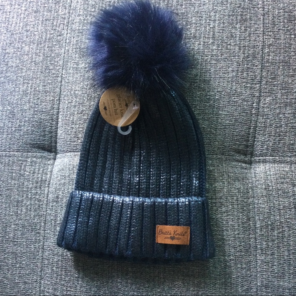 Pom Hat Shiny Blue